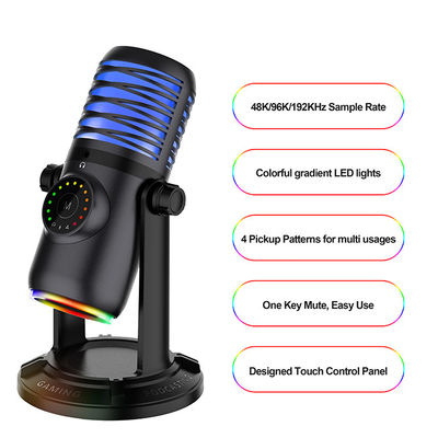 ラップトップのPC PS4 PS5のためのPodcastコンデンサーMic USB RGBの賭博のマイクロフォンの流出