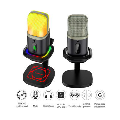 LEDライトが付いているRGB USBのコンデンサ マイクロホンの全方向性のカージオイド マイクロフォン